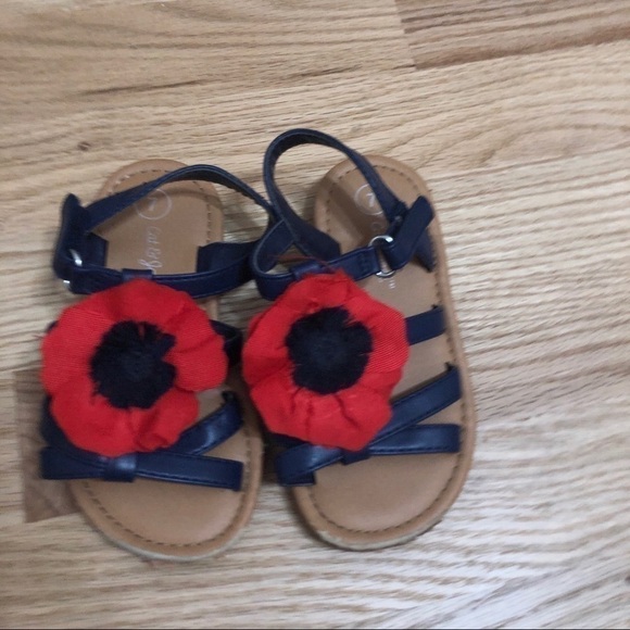 Cat & Jack Blue Red Floral Sandal Sz 7 - Picture 1 of 5